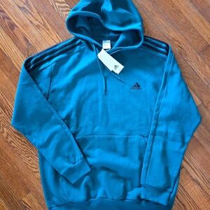 Adidas Men's Teal Hoodie with Black Stripes